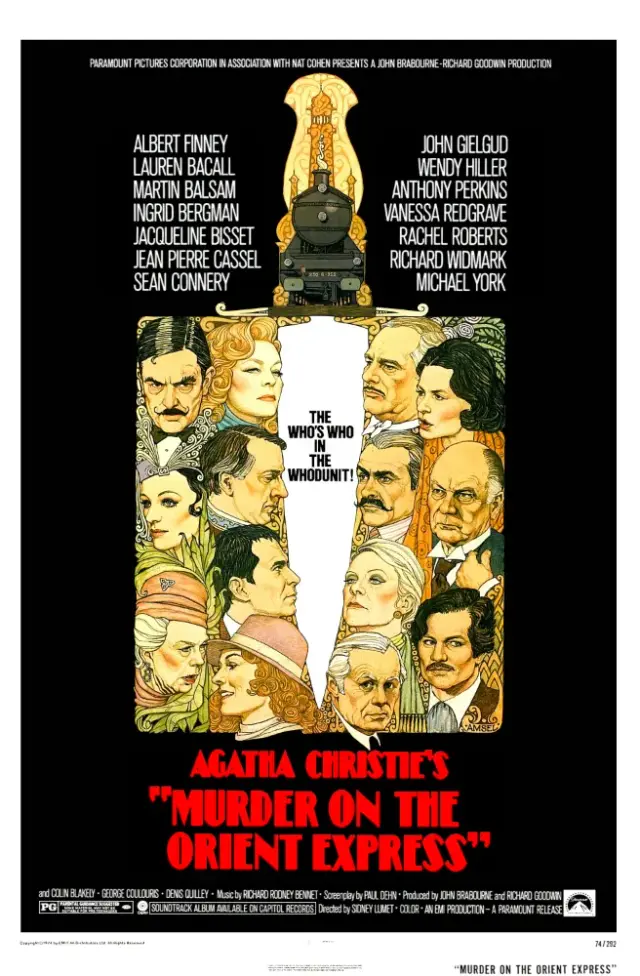فیلم قتل در قطار سریع السیر شرق 1974 (Murder on the Orient Express) پوستر